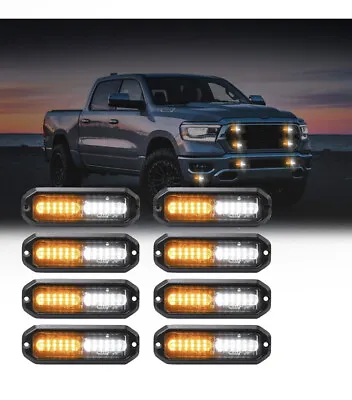 WINECO Led Strobe Lights For Trucks 8pcs Amber/White 12-LED Surface Mount Fla... • $44