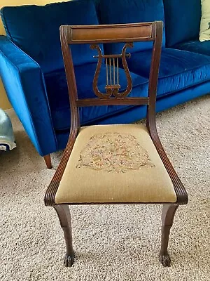 Antique S & L Sloane Solid Mahogany Harp Back Claw Foot Chair  • $75