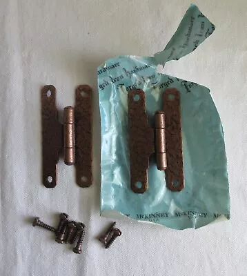 Vtg. 3/8” Offset H Hinge Hammered Copper 3 - 2 1/2” Center Hole McKinney USA NOS • $11.50