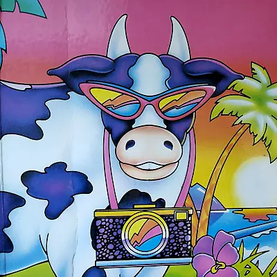 Lisa Frank Vtg 1988 3 Ring Photo Album Notebook Binder Multi-Color Cow Camera • $34.99