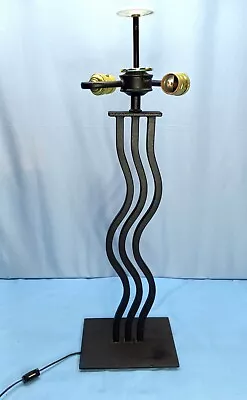 Postmodern Memphis Style Metal Wavy Squiggle Light Lamp Black Abstract Table • $124.99