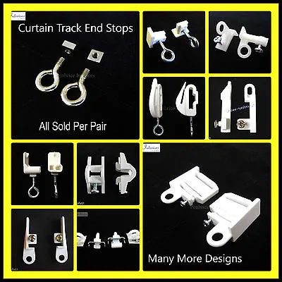 £7.02 • Buy Curtain Track End Stops - Rail Ends Stoppers Hooks Eye Stays - SOLD PER PAIR
