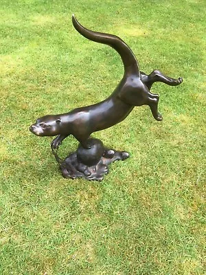 Bronze Swimming Otter Life Size Elegant Cast Statue Figure Garden Home Feature • £895