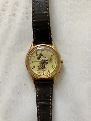 $15 • Buy Vintage Lorus Quartz Gold Tone Disney Minnie Mouse Watch Analog V515 6080 