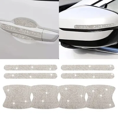 $31.39 • Buy 8x Bling White Car Door Handle Protector Film Anti-scratch Stickers Accessories
