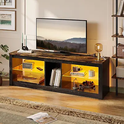 RGB TV Stand For 65+ Gaming Entertainment Center Gaming LED TV Media Console Tab • £160.69