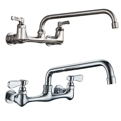 Kitchen Faucet Wall Mount With Swivel Spout 8 Inch Center Sink 2Handle Mixer Tap • $49