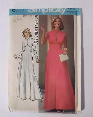 VTG 70s Simplicity 6711 Womens 10 DESIGNER FASHION Long Dress Pattern Uncut • $8