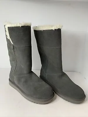 NWOB WOMENS SIZE 10 Gray KOOLABURRA BY UGG ARIBEL TALL ZIP SUEDE BOOTS 1114831 • $95