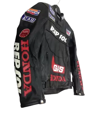 Men's Honda Repsol Black Motorbike Racing Bomber Biker Riding Motorcycle Jacket • $64.99
