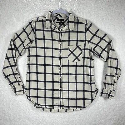 J.Crew The Perfect Shirt Women's 10 Plaid Button Down Classic Ivory Blue • $14.42