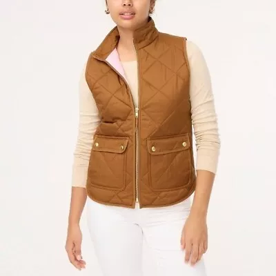 J. Crew Puffer Vest With Snap Pockets Medium Tan & Pink Outdoor Gorpcore • $27.99