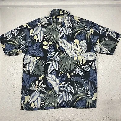 Kahala Hawaiian Shirt Mens XL Black Floral Silk Button Up Short Sleeve Vintage • $24.95
