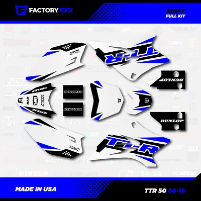 $39.99 • Buy White & Blue Shift Racing Graphics Kit Fits 06-23 YAMAHA TTR50 TTR 50 Decal