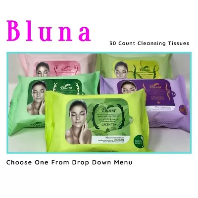 Bluna Makeup Remover Cleansing Wipes Facial Tissue Make-up Towlette 30 Count • $9.89