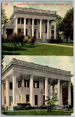 Macon Georgia 1910 Postcard Mansions Residence Scenes Vineville • $1.95