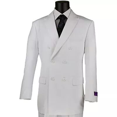VINCI Men's White Double Breasted 6 Button Classic Fit Suit NEW • $100