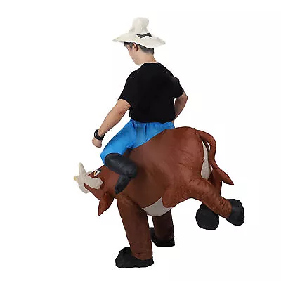 Inflatable Bull Costume Eye Catching Funny Bull Rider Costume Polyester Fiber • $56.08