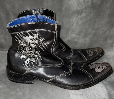 Mark Nason TRAXX Dragon Rock Lives Black Ankle Boots Men US 9 Made In Italy • $199.89