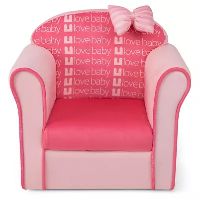 Kids Cute Pink Bow Sofa Children Couch Toddler Upholstered Armchair Solid Wood • $55.95