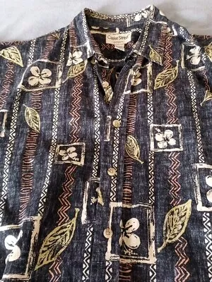 Batik Bay Men's XL Hawaiian Shirt Button Down Silk Black Gray Floral • $10.99