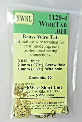 Northwest Short Line NWSL #1120-4 Brass Wire Tab Solder Tab 50 Pack • $9.89