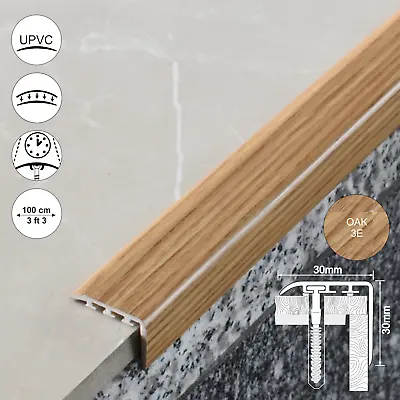 UPVC WOOD EFFECT STAIR EDGE NOSING -TRIM- EDGING NOSING 30 X 30mm • £5.49