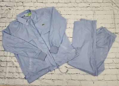 NWT Vtg Izod Lacoste Windbreaker Tracksuit Jacket Pants Unisex L Nylon Blue • £91.51