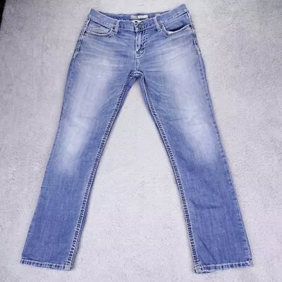 BKE Buckle Jeans Mens 34R Actual 34x29 Blue Carter Straight Medium Wash Denim • $34.99