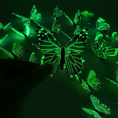 $4.39 • Buy 12x 3D Luminous Butterfly Wall Stickers Home Decor Decal Room Decoration