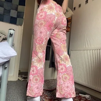Upcycled Pink Floral 70s Trousers • £40