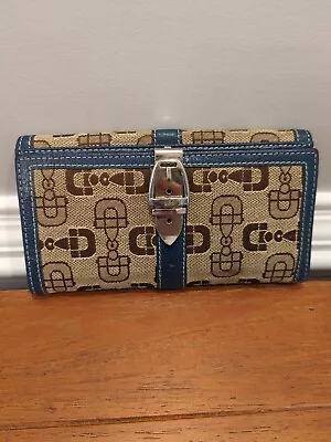 Authentic Gucci Canvas With Blue Leather Long Wallet • $225