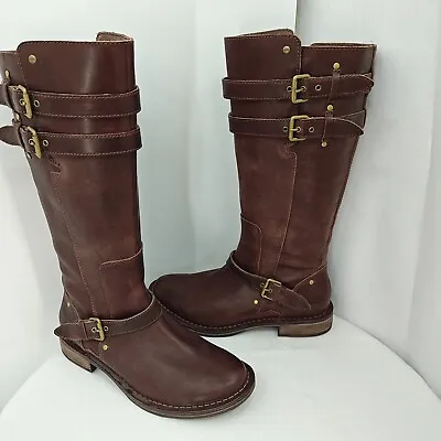 UGG Australia Gillespie Brown Leather Tall Zip Moto Riding Boots Size 8 • $54