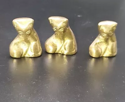 Vintage Brass Cat Kittens Figurines Lot Of 3 Made In India 1 Inch Tiny Feline  • $15