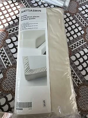 Luxurious Ikea Nattjasmin Beige Fitted Sheet Queen 204.427.52 310 Thread Count • $29