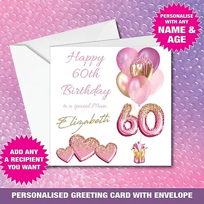 Personalised Party Birthday Card 50th 60th Mum Nan Gran Mam Friend Sister  32 • £3.18