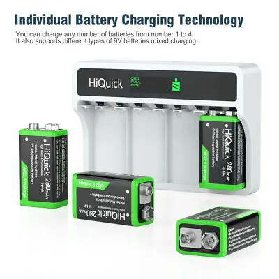 4-Slot 9V LCD Rechargeable Battery Charger For 9 Volt NIMH NICD Li-ion Batteries • $9.99