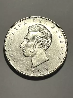 1888 Ecuador 1 Sucre/Santiago/Silver XF++ #12829 • $175