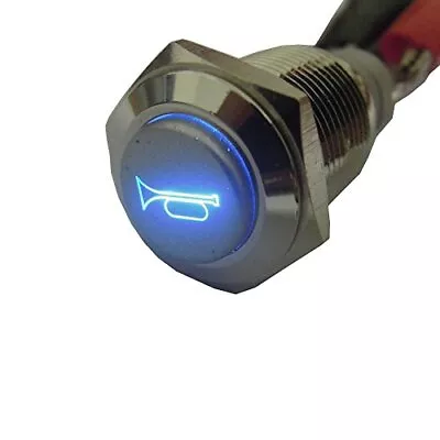 16mm 12V Car Speaker Horn Momentary Push Button Switch Blue LED Lighted For Boat • $13.21