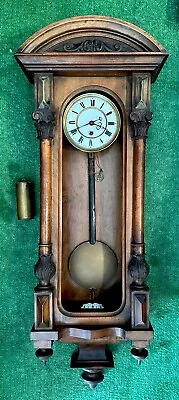 Rare Antique Miniature Vienna Regulator Wall Clock -  Single Weight Driven • $645