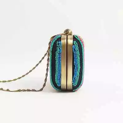Zara Accessories Rainbow Beaded Clutch Shoulder Bag Handbag Purse Chain Strap • $59.99
