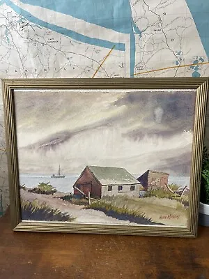 Original Watercolor Painting Cape Cod Artist Signed Herb Murphy Framed. • $109