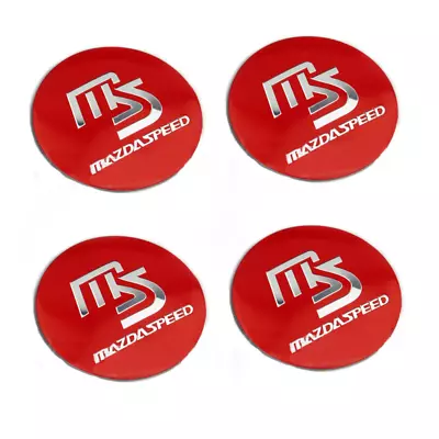 4x 56mm Red Silver Mazda MS MAZDASPEED Wheel Center Hub Cap Emblem Sticker • $10.99