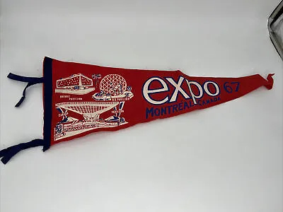 Pennant 1967 Expo 67 Montreal Canada Souvenir Quebec Pavilion US Vintage • $8