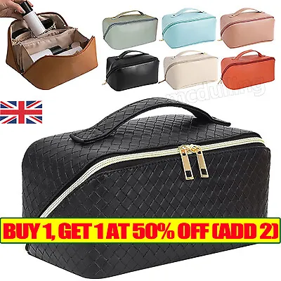 £8.69 • Buy NEW Large Capacity Travel Cosmetic Bag Organizer Makeup & Brushes Slots Dividers