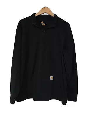 Carhartt Men's Relaxed Fit Black Long Sleeve Quarter Zip Pocket Shirt 2XL • $31.50