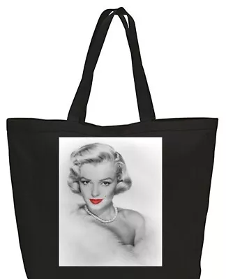 Marilyn Monroe Tote Bag Red Lips  Zipper Closure Grocery Beach Computers • $17.95