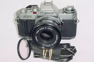 Canon AV-1 35mm Film SLR Manual Camera With Canon 50mm F/2 FD Lens - Excellent • £124.95