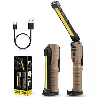 Rechargeable LED COB Work Light Mechanic Flashlight Lamp Magnetic Base Bright • $13.29