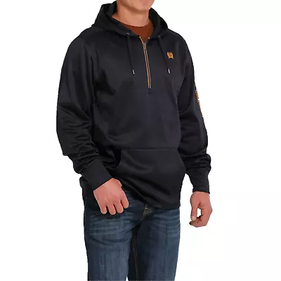 Cinch® Men's 1/4 Zip Tech Navy & Orange Pullover Hoodie MWK1240001 • $39.97